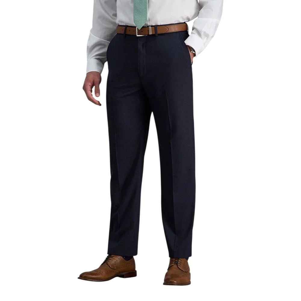 J.M. Haggar Men's Premium Stretch Classic Fit Flat Front Suit Pants 44W 29L Navy